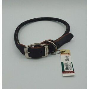 Circle T Pet Brown Leather Round Flat Rolled Dog Collar - 22 Inch NWT